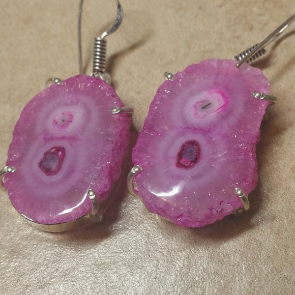 GENUINEPINK SOLAR QUARTZ GEMSTONE EARRINGS $10.00